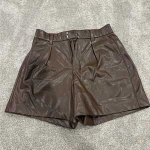 Abercrombie & Fitch High Waist Brown Leather Shorts
